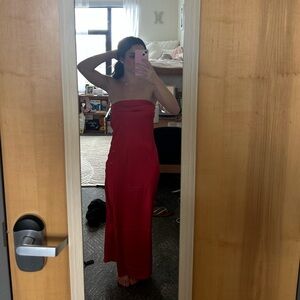 Red Strapless Maxi Dress